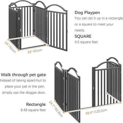 BHG Metal No-Assembly Freestanding Dog Gate with Door Walk Through, Extra Wide 96", Extra Tall 32"