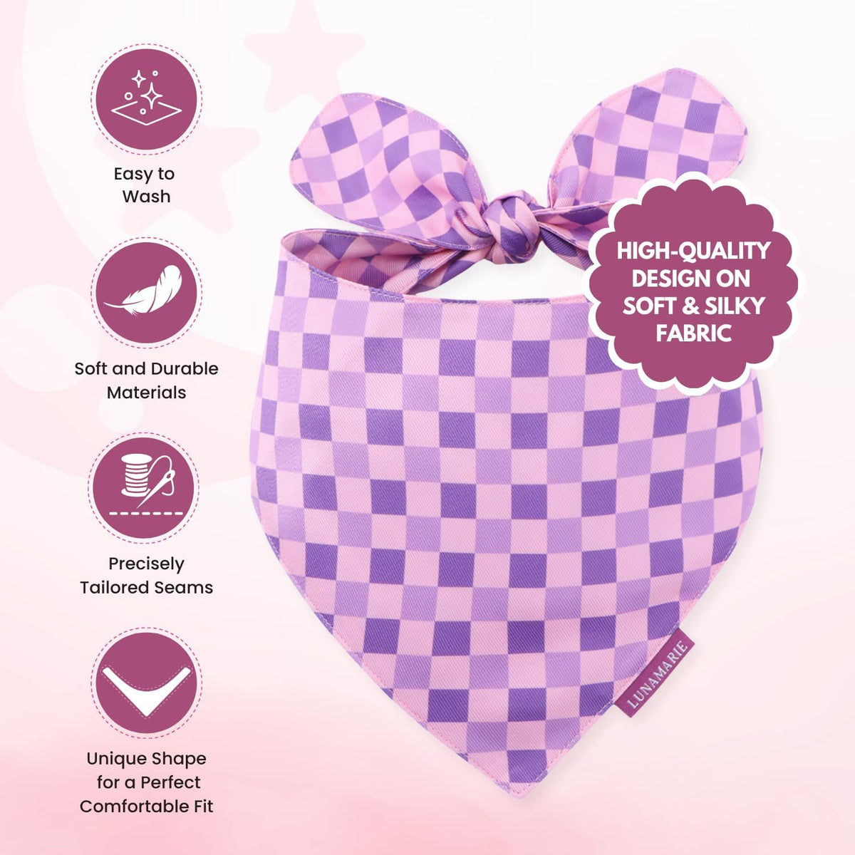 LunaMarie - Luxury Pet Birthday Bandanas -Premium & Silky Poly Fabric | 100% Handmade | Custom