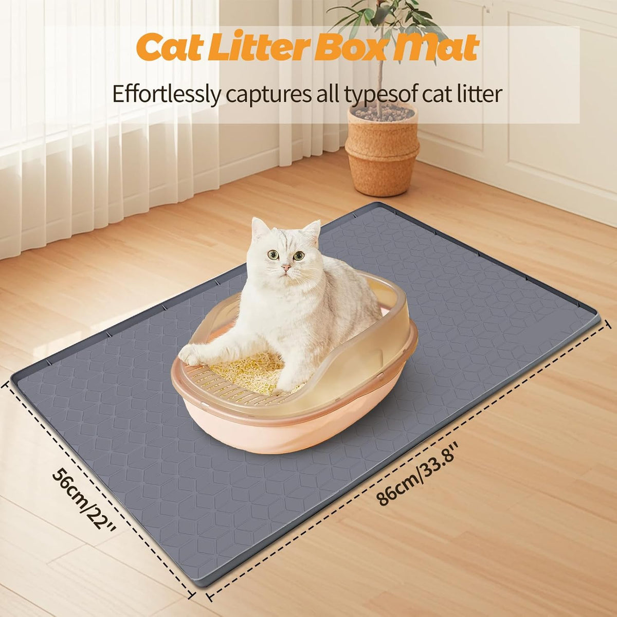 Cat Food Mat, 34" x 22" Large Silicone Pet Feeding Mat with Raised Edge Pet Placemat for Food and