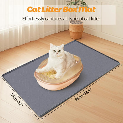 Cat Food Mat, 34" x 22" Large Silicone Pet Feeding Mat with Raised Edge Pet Placemat for Food and