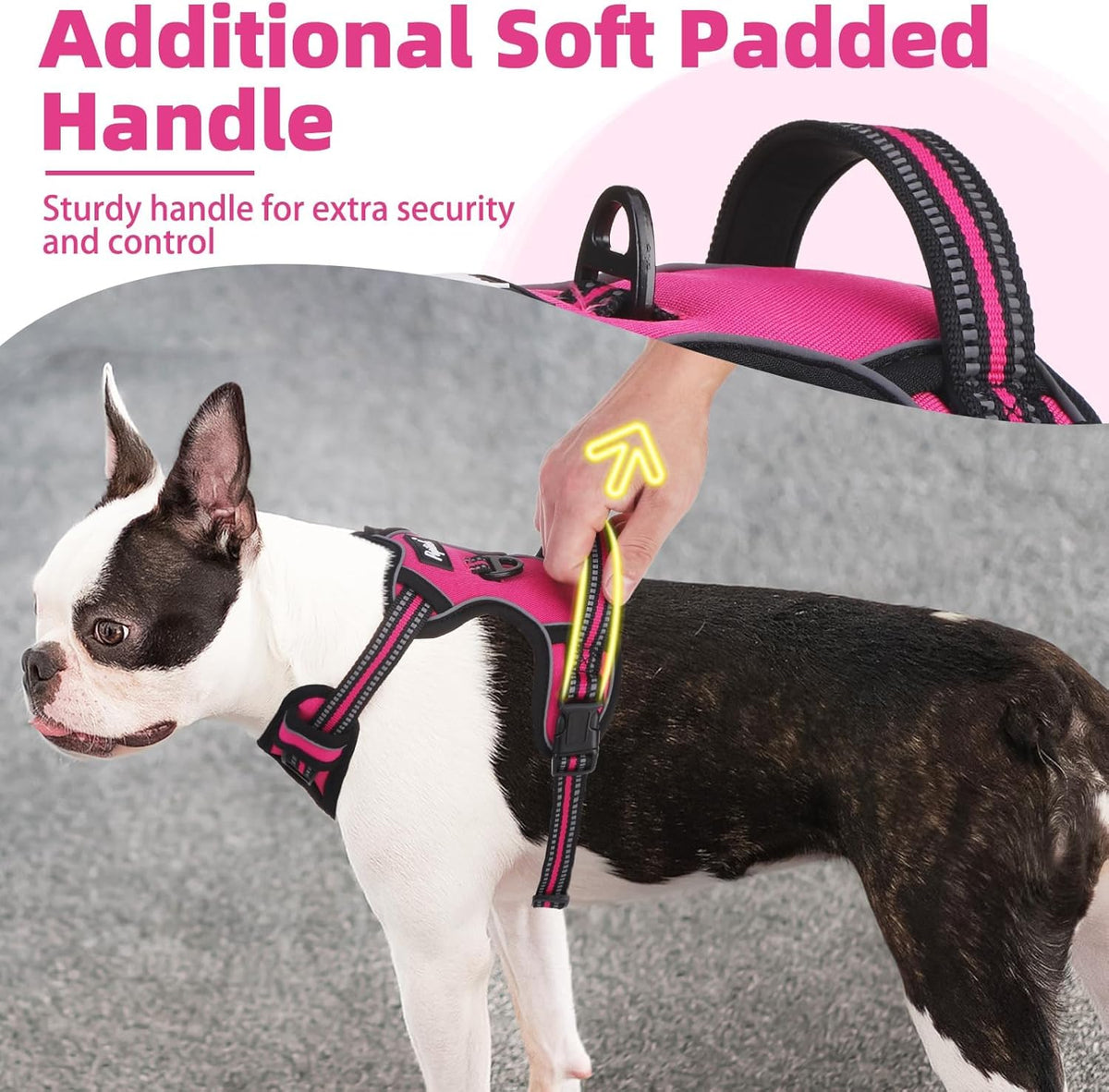 PUPTECK No Pull Dog Harness Medium Sized, Adjustable Reflective Dog Harness with Handle Easy