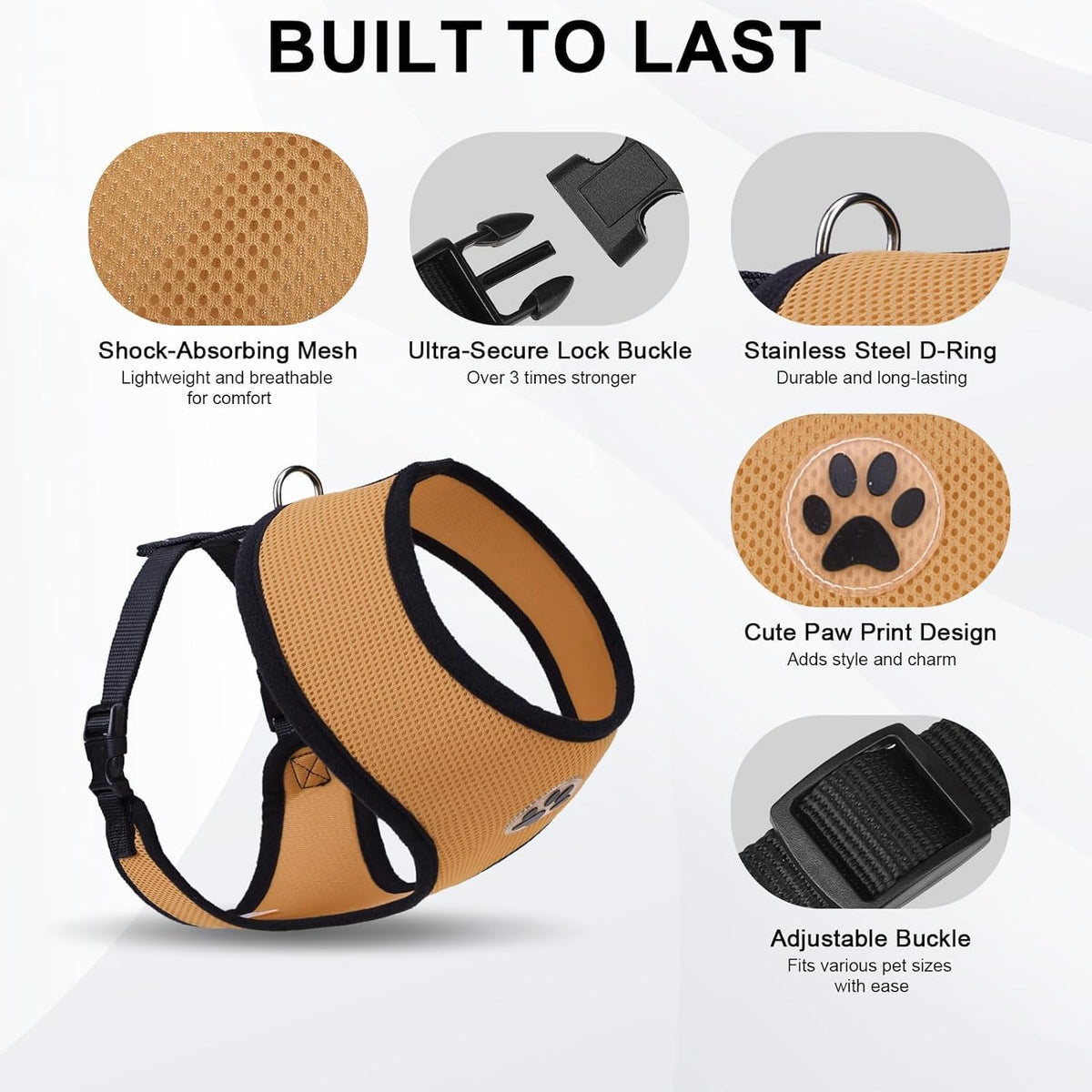BINGPET No Pull Dog Harness,Soft Mesh Breathable All Weather Vest Harness,Safety Protection Design