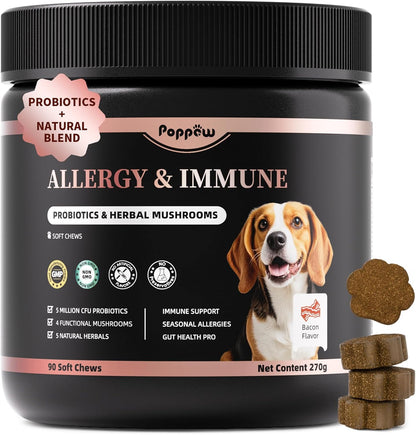 Dog Allergy Chews, Probiotics for Dog Allergy Relief - Itchy Skin and Itchy Ears - Allergy Paw