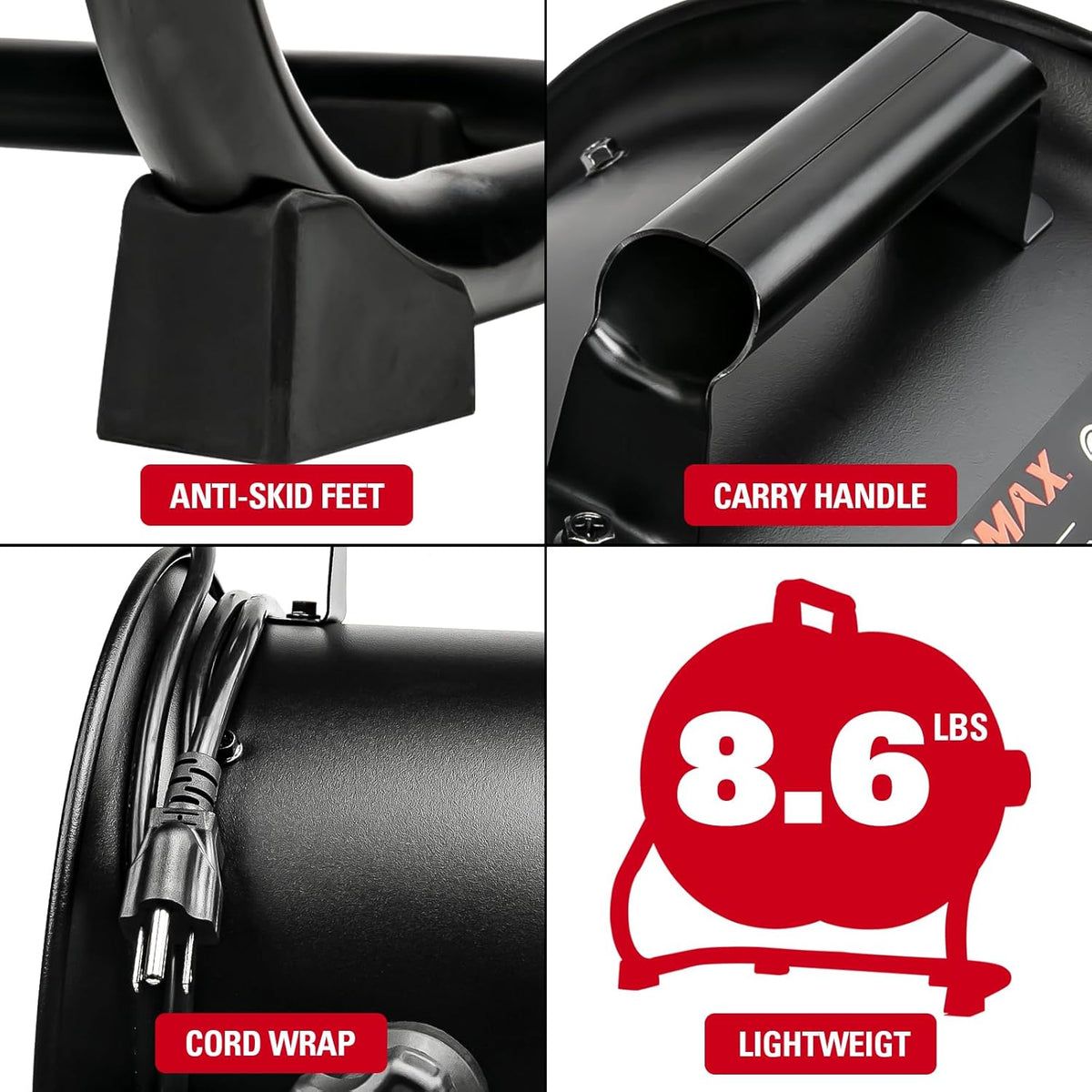 10-Inch High-Velocity Drum Air Circulator Fan, Heavy-Duty Shop Fan with 3-Speed & 360° Tilting