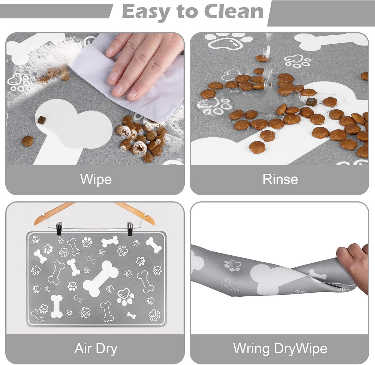 Pet Feeding Mat,Rapid Absorbent Mats for Dog Cat Food, Dog Placemat Water Bowl Mat with Rubber