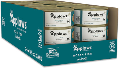 Applaws Natural Wet Cat Food, 24 Count, Limited Ingredient Canned Wet Cat Food, Ocean Fish in