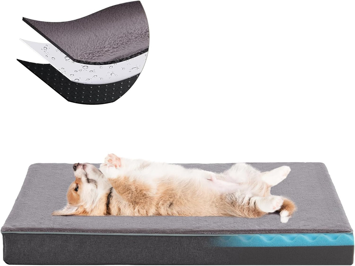 Orthopedic Memory Foam Dog Bed,Cooling Dog Beds for Medium Dogs, Washable Pet Beds for Crate with