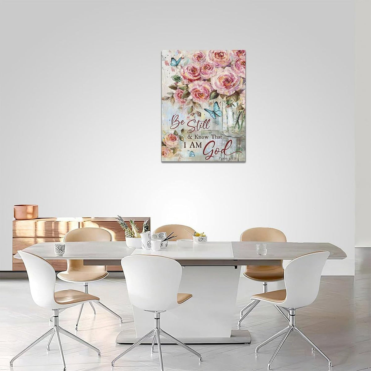 Farmhouse Rose Wall Art Christian Scripture Pictures Pink Rose Wall Decor Rustic Floral Butterfly