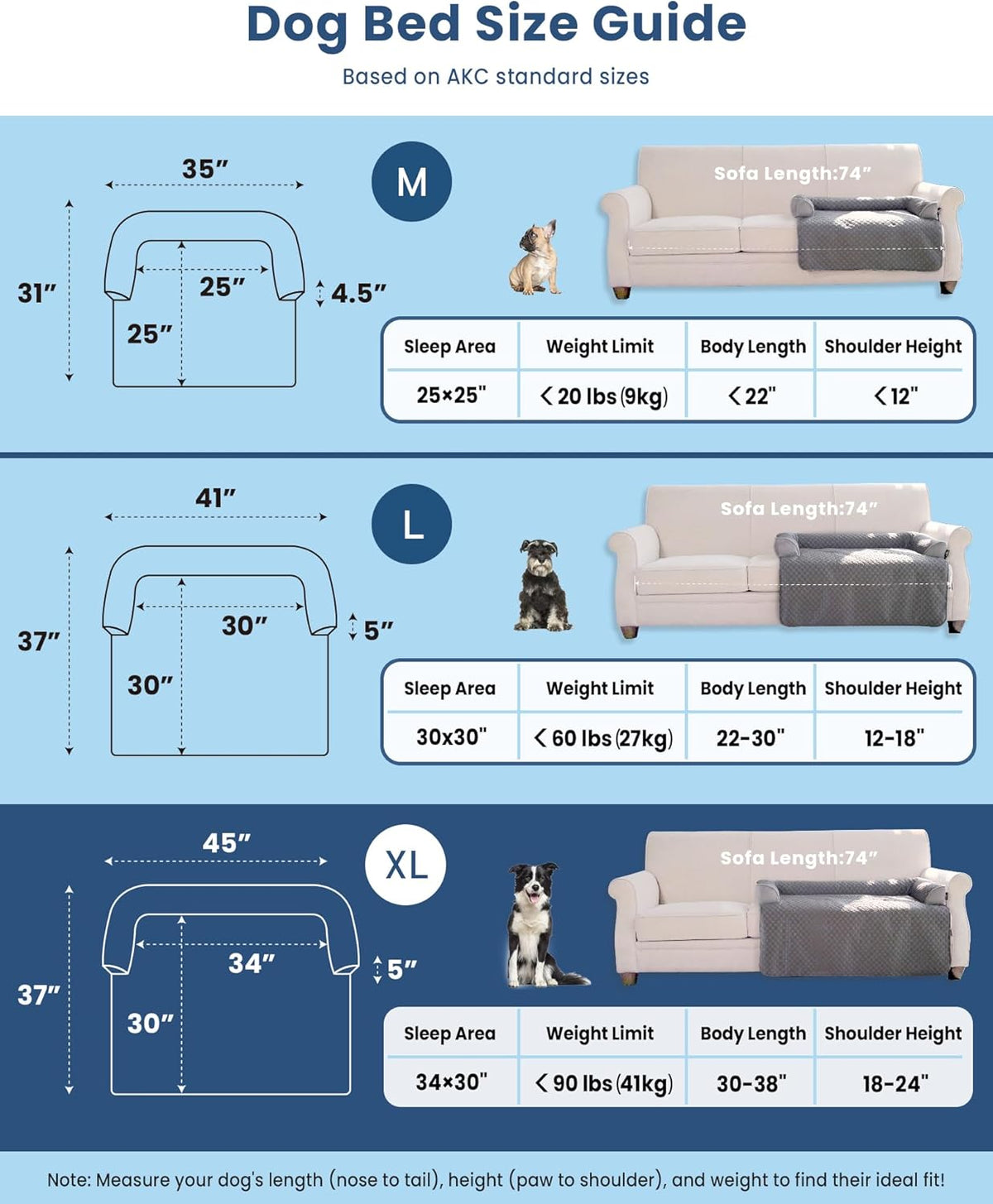 XL Cooling Dog Bed – 45 x 37 inch Waterproof Couch Cover for Dogs Washable, Non-Slip Bottom Self