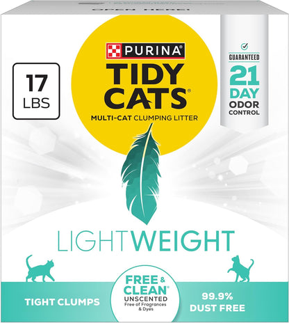 Purina Tidy Cats LightWeight Free and Clean Unscented, Multi-Cat, Clumping, 99.9 Percent Dust Free