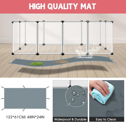 20 Panels Small Animals Playpen, 48" x 24" x 16" Transparent Pet Playpen with Waterproof