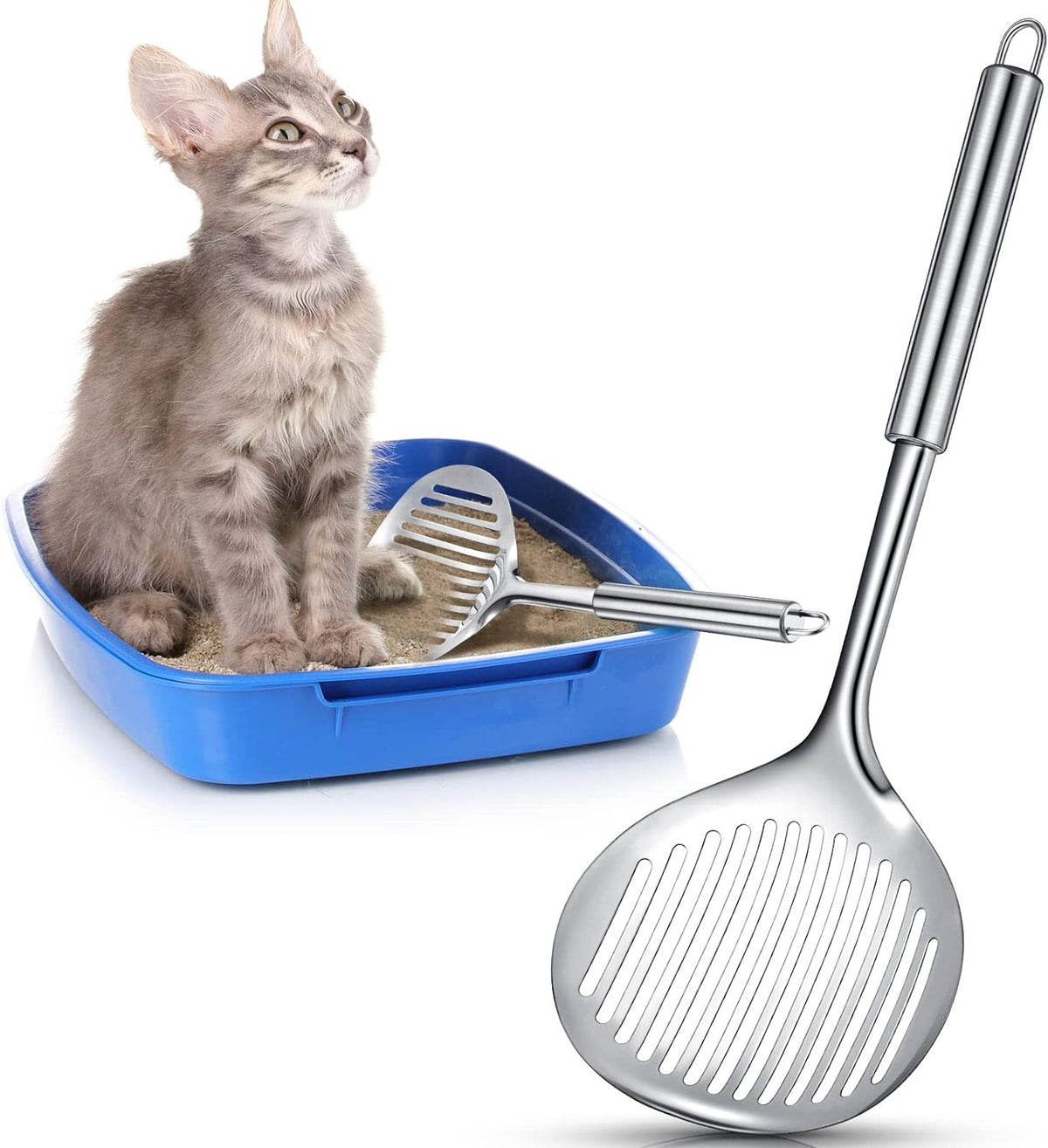 2 Pcs Cat Metal Litter Scoop Litter Scoop, Cat Accessories Scooper Stainless Steel Kitty Poop