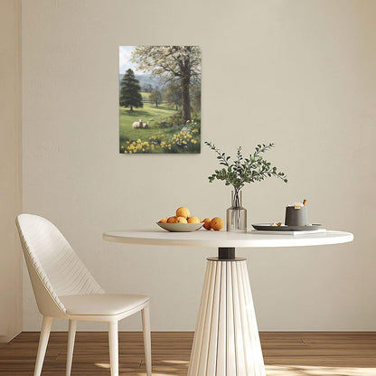 Country Sheep Canvas Wall Decor Farmhouse Rustic Lamb Wildflower Wall Art Nature Countryside