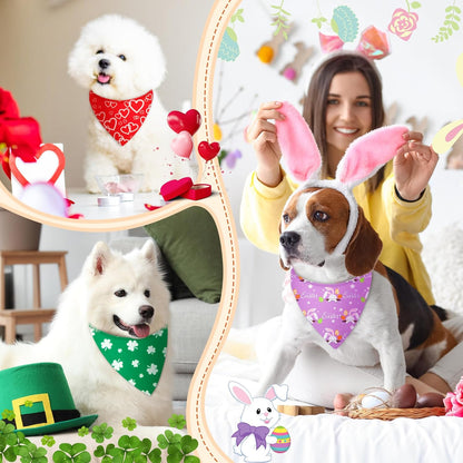 Weewooday 50 Pcs Holiday Dog Bandanas Bulk Dog Bandanas for Fall Autumn Halloween Christmas Soft