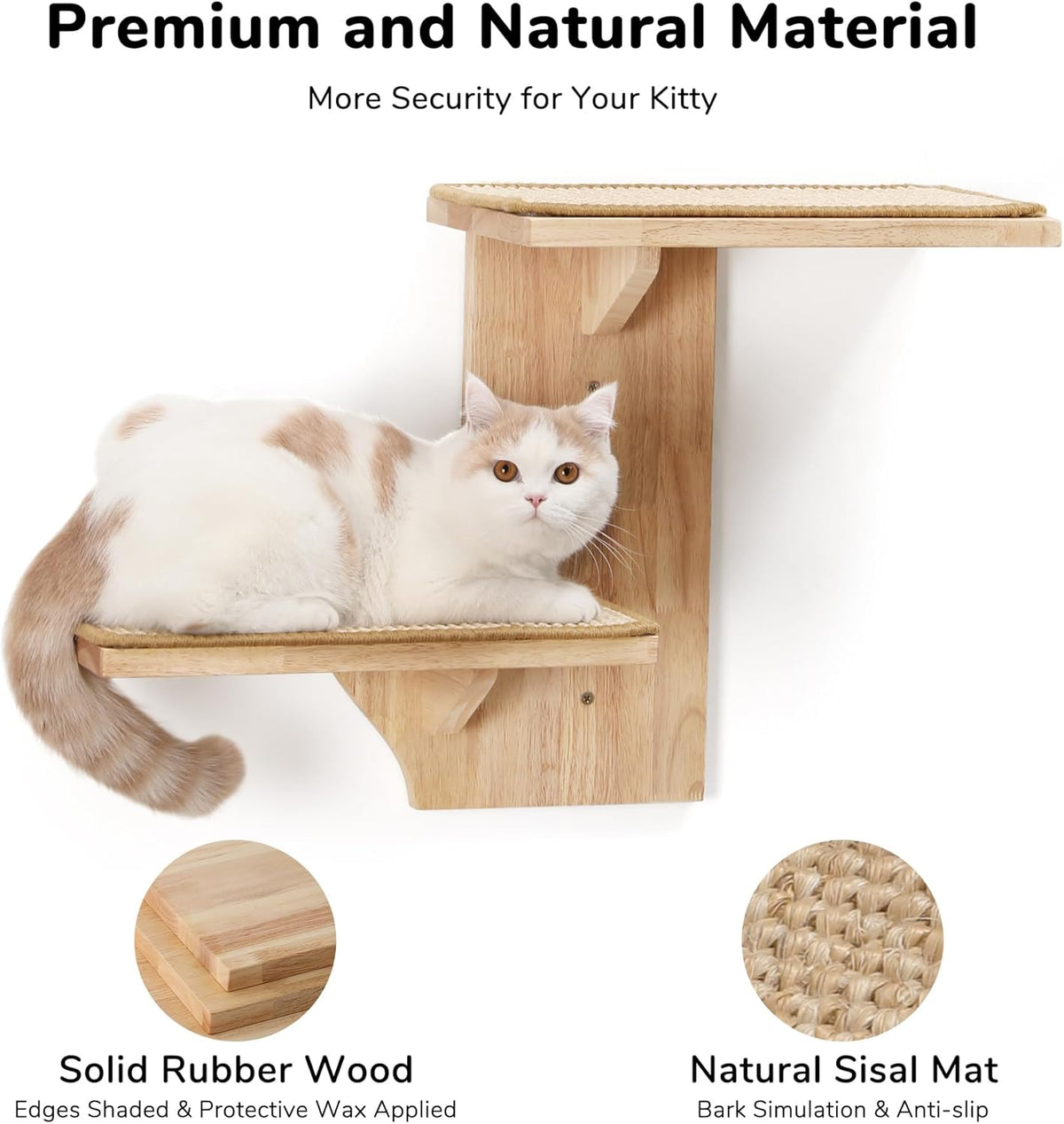 FUKUMARU Cat Wall Shelves, 2 Platform Kitten Wall Furniture, Tree Shape Wall-Mounted Floating Shelf