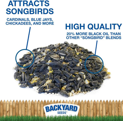 Backyard Seeds Premium Blend Bird Seed 20 lb - to Attract Songbirds - Wild Bird Food Mix with Black