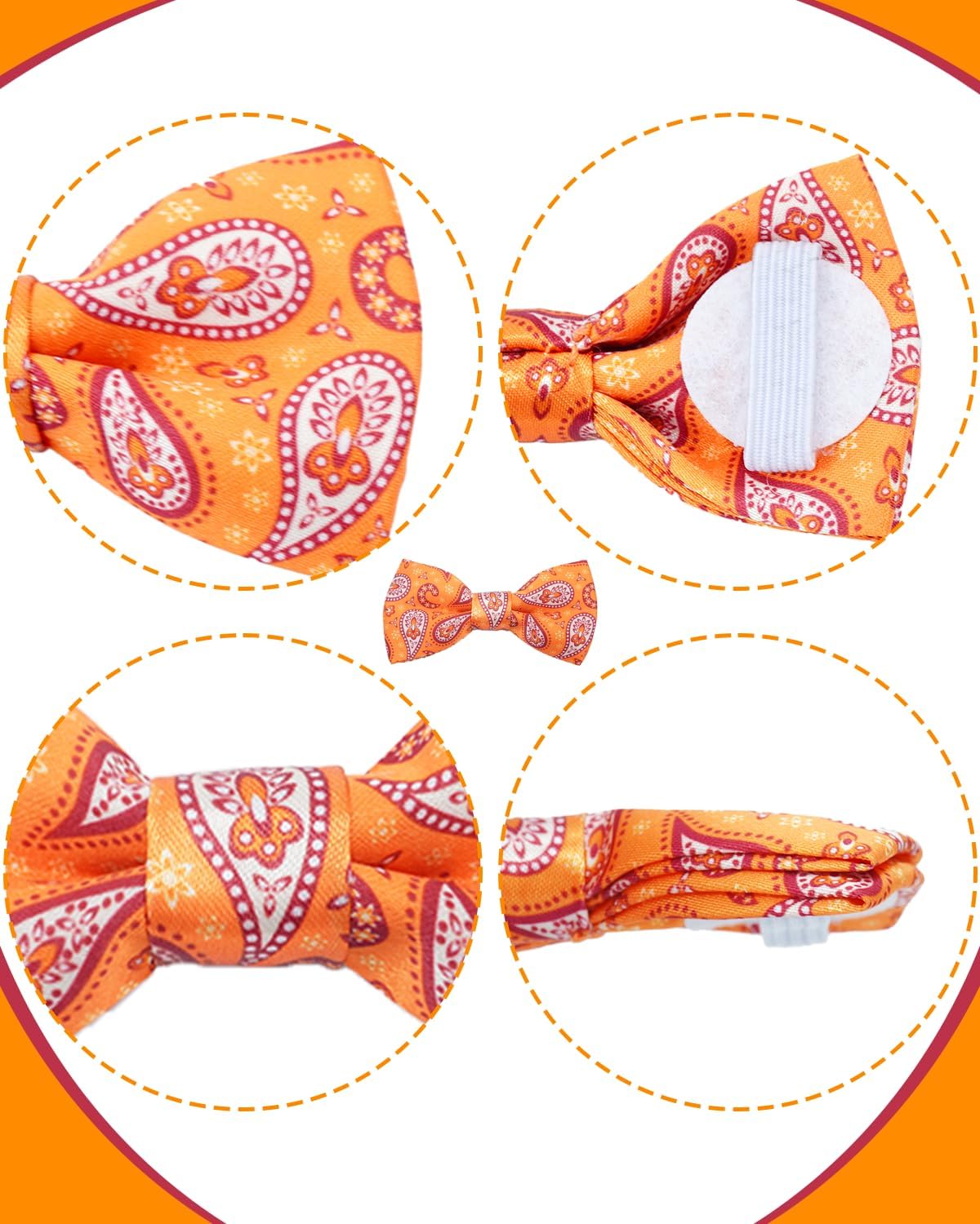 PET SHOW 10 Pack Paisley Big Dog Bow Ties for Large Medium Dogs Sliding Collar Attachments Floral