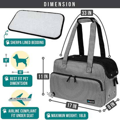PetAmi Small Dog Purse Carrier, Soft-Sided Pet Carrier Bag with Pockets, Portable Puppy Cat Travel