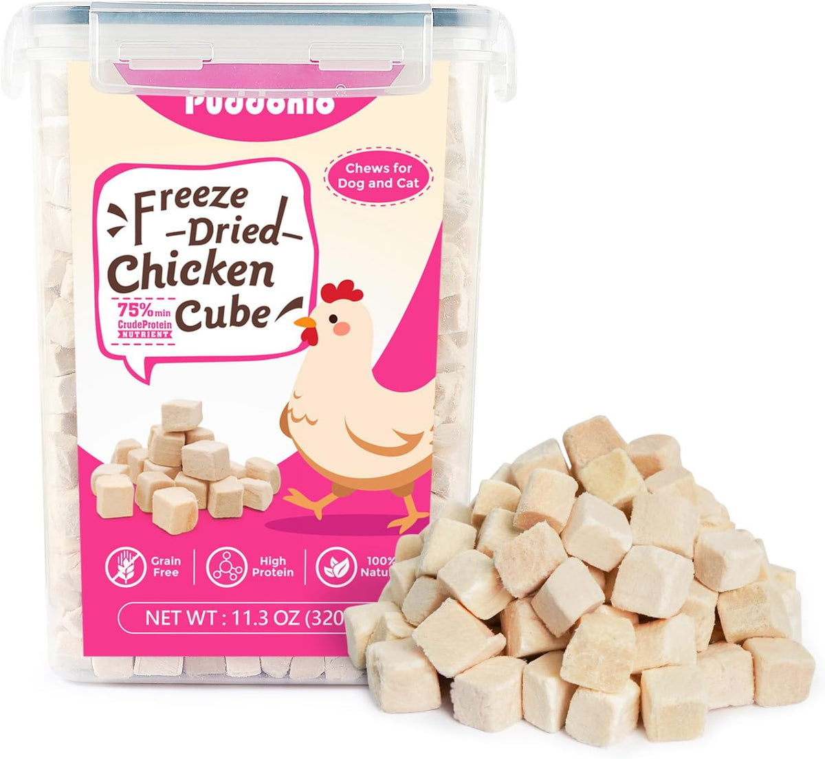 Freeze Dried Cats & Dogs Raw Treats, All Natural Single Ingredient Chicken Breast, High Protein