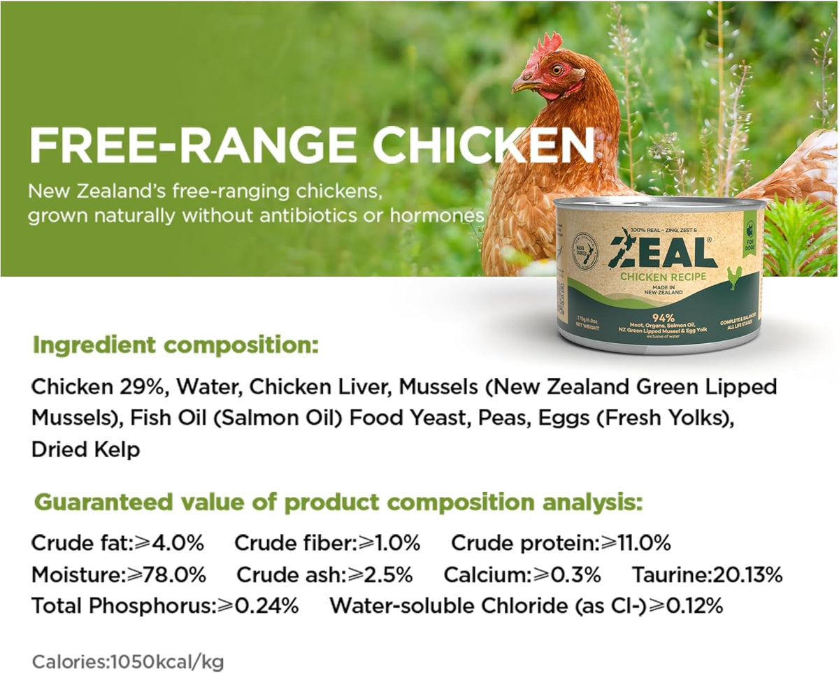 ZEAL New Zealand Wet Cat Food – High Protein, Grain-Free with Superfoods (Chicken, 3.17oz Can