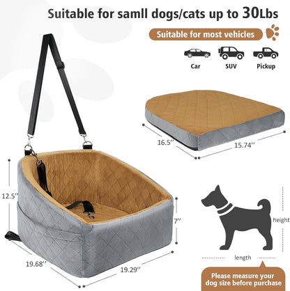 Dog Car Seat for Small Medium Dogs,Detachable Washable Dog Booster Seat Under 30lbs, Pet Car Seat