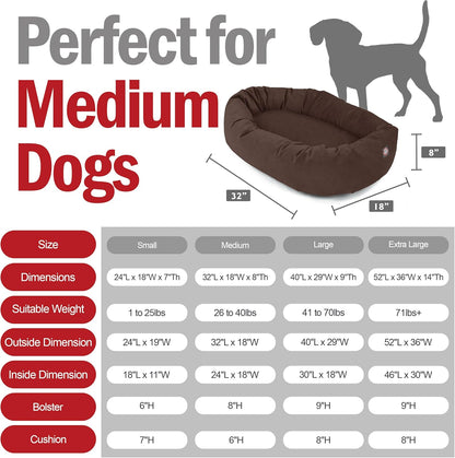 Majestic Pet 32 Inch Suede Shredded Memory Foam Mix Calming Medium Dog Bed Washable 32x23x7 (Inch)