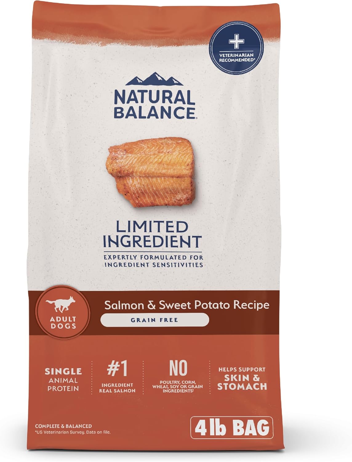 Natural Balance Limited Ingredient Adult Grain-Free Dry Dog Food, Salmon & Sweet Potato Recipe, 4