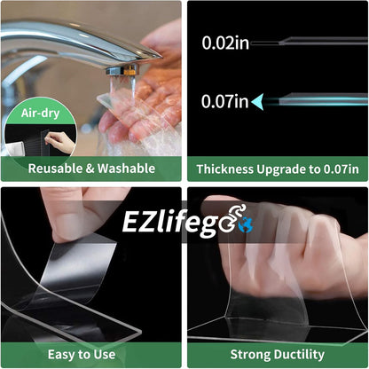 EZlifego Double Sided Tape Heavy Duty(Extra Large 16.5FT), Nano Adhesive Mounting Tape Wall