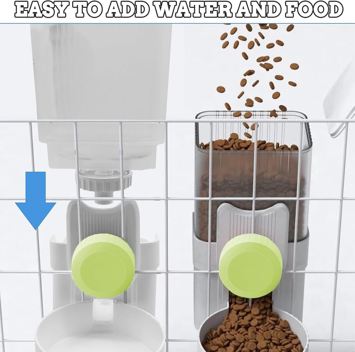 kathson Rabbit Gravity Auto Feeder Set 35oz Hanging Automatic Food Water Dispenser Cage Automatic