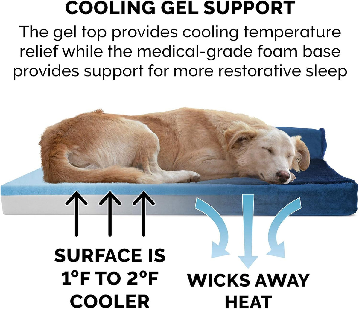 Furhaven Cooling Gel Dog Bed for Large Dogs w/ Removable Bolsters & Washable Cover, For Dogs Up to