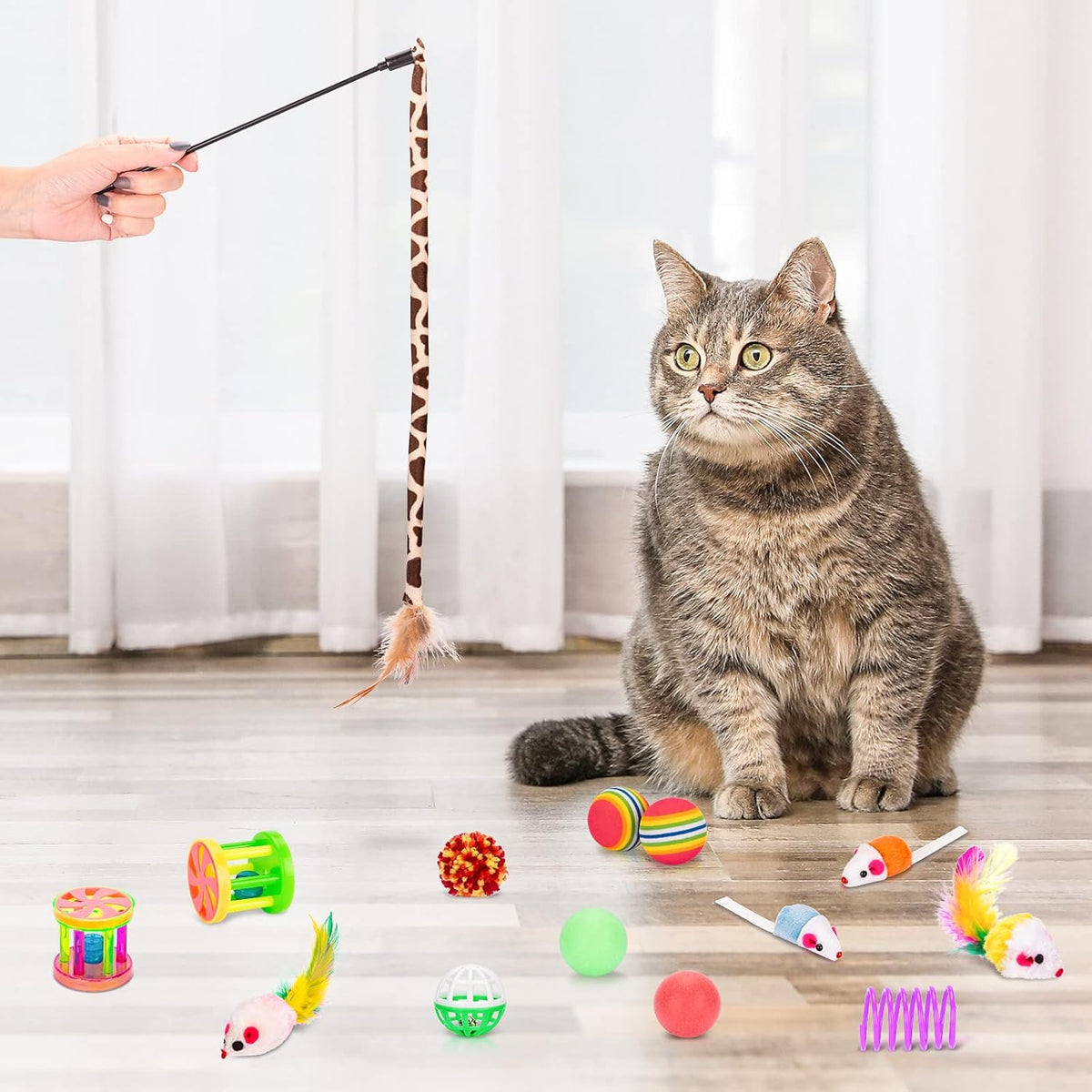 Retro Shaw Cat Toys Bundle 33 Pack, Interactive Kitten Toys for Indoor Cats Kitty with Collapsible
