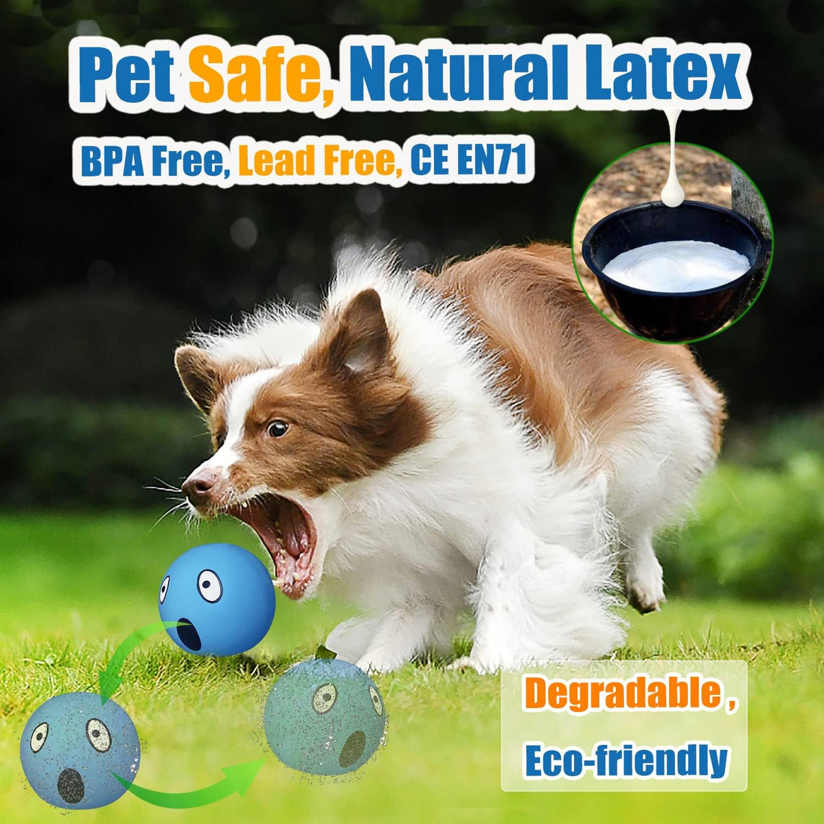 Squeaky Dog Toys for Medium Dogs, Soft Latex Squeaky Dog Balls, Smile Dog Toys 6pcs Round Balls for