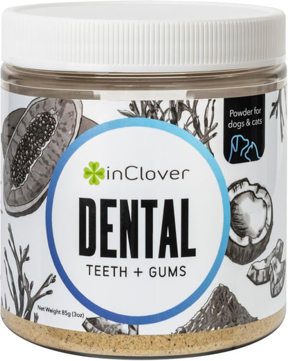InClover Dog and Cat Dental Powder for Teeth Cleaning and Enamel and Gum Health, Natural Pet
