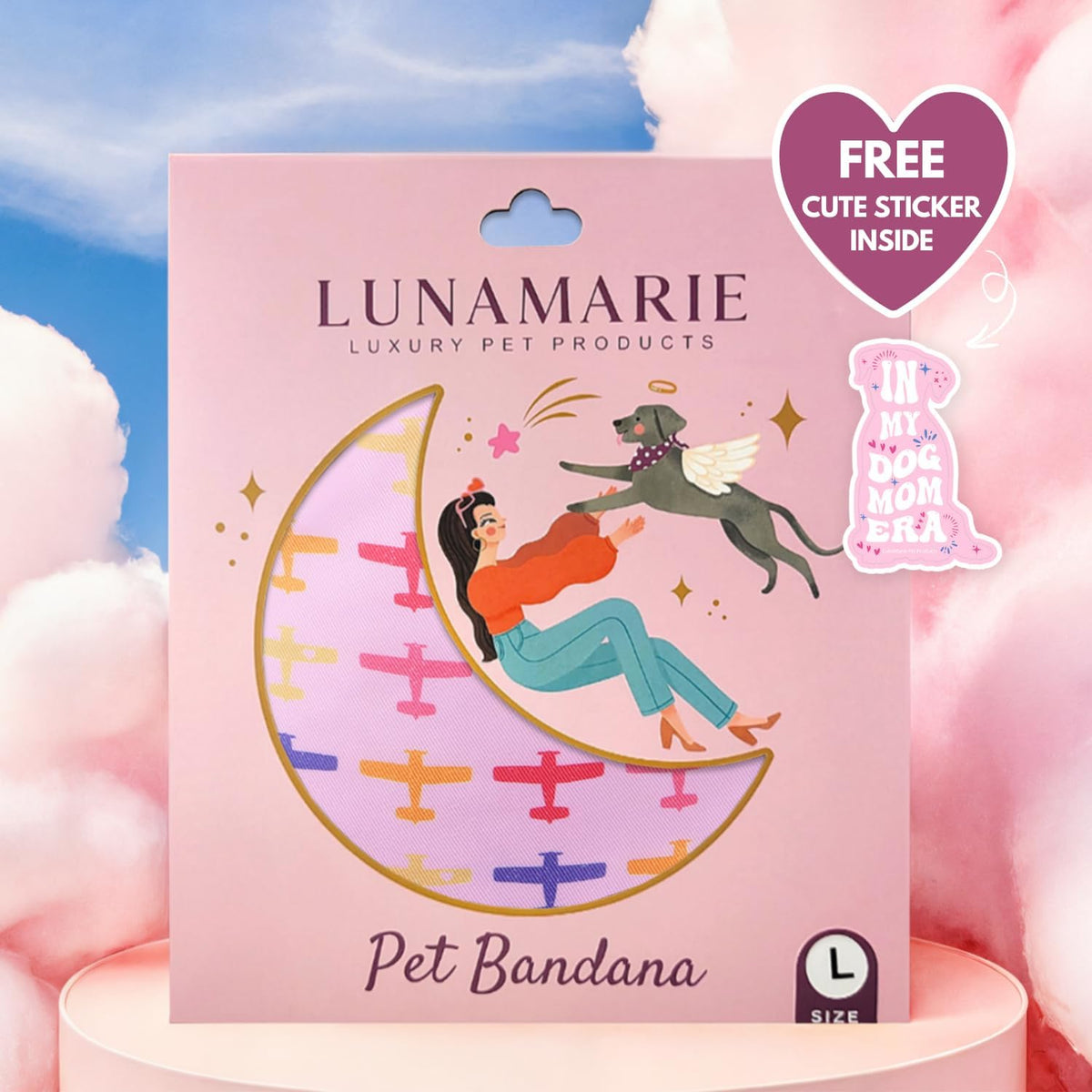 LunaMarie - Luxury Pet Birthday Bandanas -Premium & Silky Poly Fabric | 100% Handmade | Custom