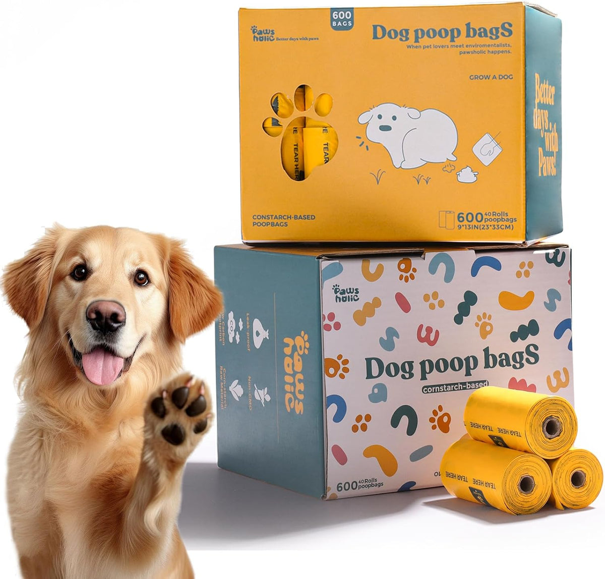 Dog Poop Bags Rolls Biodegradable 100% Leak Proof Thickened Dog Waste Bags - 600 Count 40 Rolls
