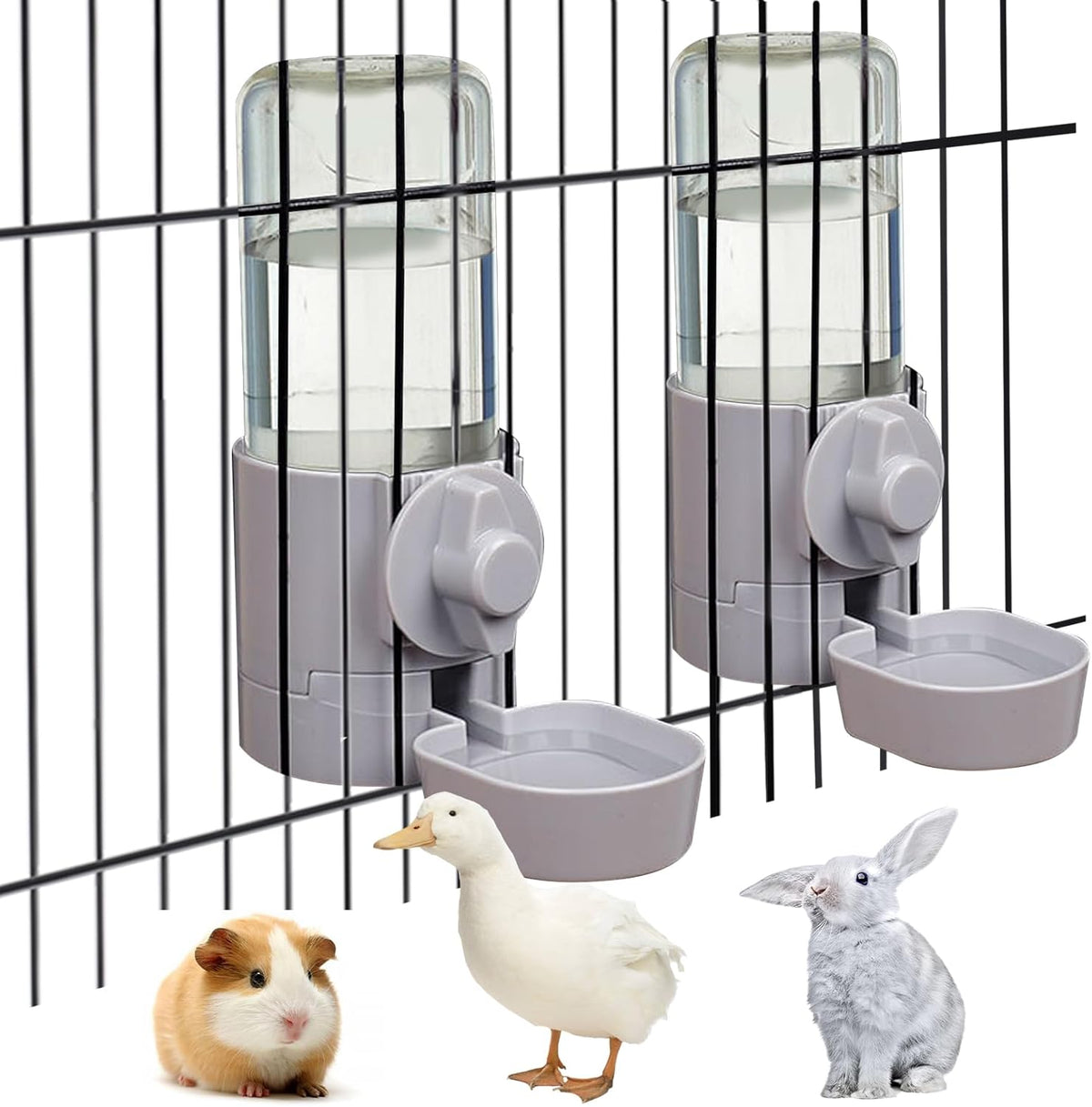 kathson 2Pcs Rabbit Water Bottle 17 OZ Bunny Hanging Water Fountain Automatic Guinea Pig Water