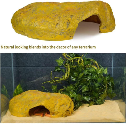 Reptile Hide Snake Cave Large Simulation Stone Resin Hideout Leopard Gecko Lizard Tank Accessories