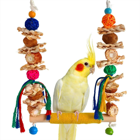 Bird Swings Toys for Parakeets Parrot,Natural Bird Perch Cage Hanging Chew Toys for Conures