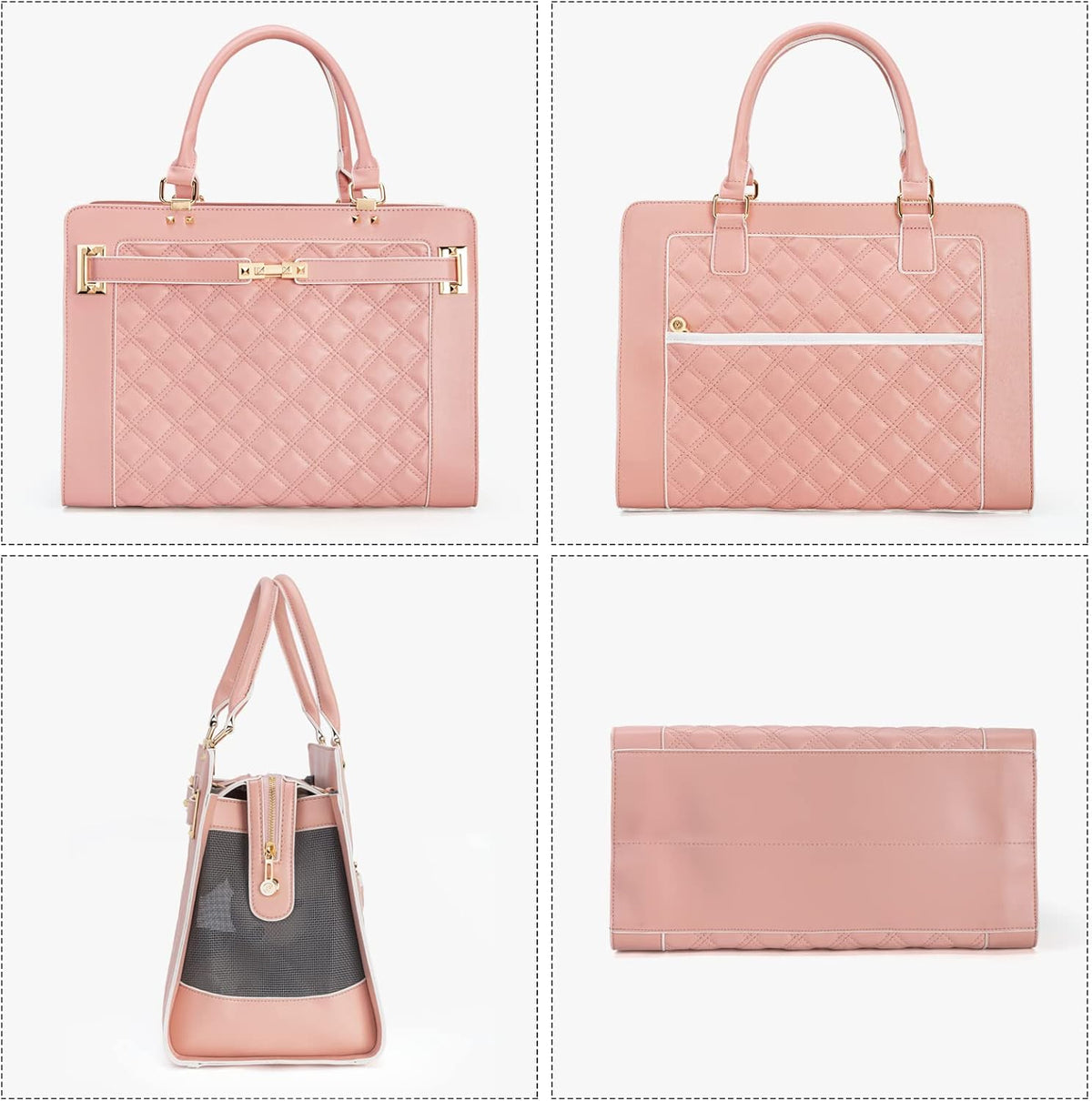 Fashion Pet Carrier Dog Cat Carrier Purse Soft-Sided Leather Handbag Pet Tote Bag for Small Dogs