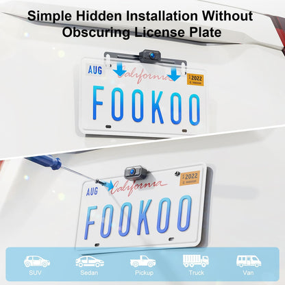 Fookoo HD 1080P 5-inch Wireless Backup Camera, 5" Split Screen Monitor Rear View Licence Plate