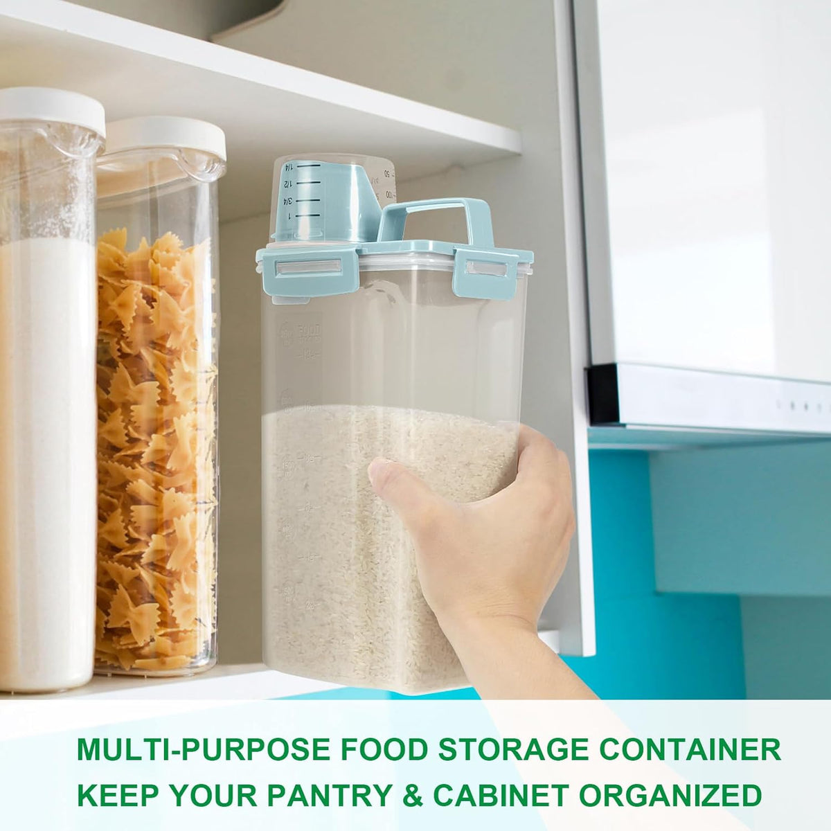 TBMax Rice Storage Container - 5 Lbs Flour Container Cereal Dispenser with Measuring Cup, Airtight