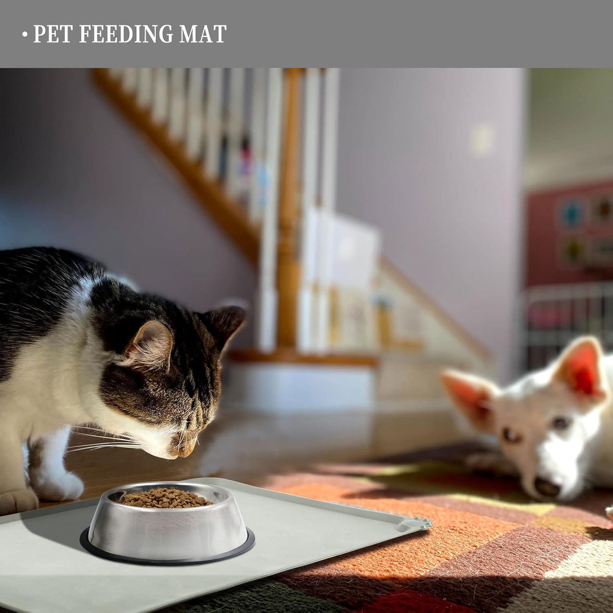Waterproof Pet Feeding Mat with High Raised Edges, Heavier and Thicker Placemats for Cat Dog Water