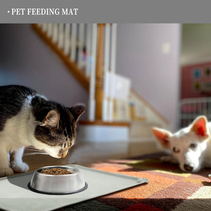Waterproof Pet Feeding Mat with High Raised Edges, Heavier and Thicker Placemats for Cat Dog Water