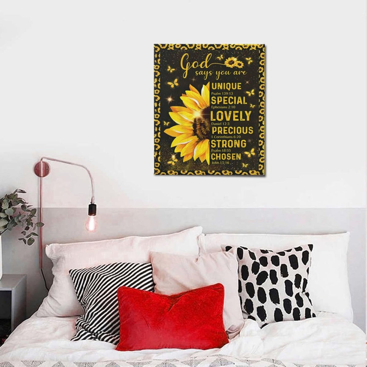 Christian Sunflower Bathroom Pictures Wall Art, Bible Verse Bathroom Wall Decor for Bedroom Office