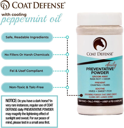 COAT DEFENSE Daily Preventative Powder for Horses - Safe & Effective Equine Skin Conditioner Sweet