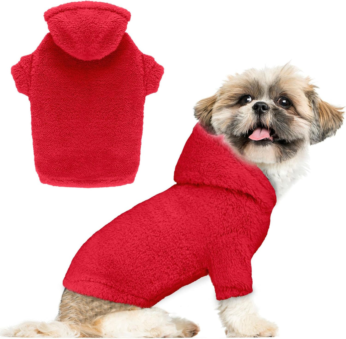 Fuzzy Dog Sweaters for Small Dogs Dog Hoodie Pet Clothes Warm Soft Cozy Coats Hooded Sweatshirt