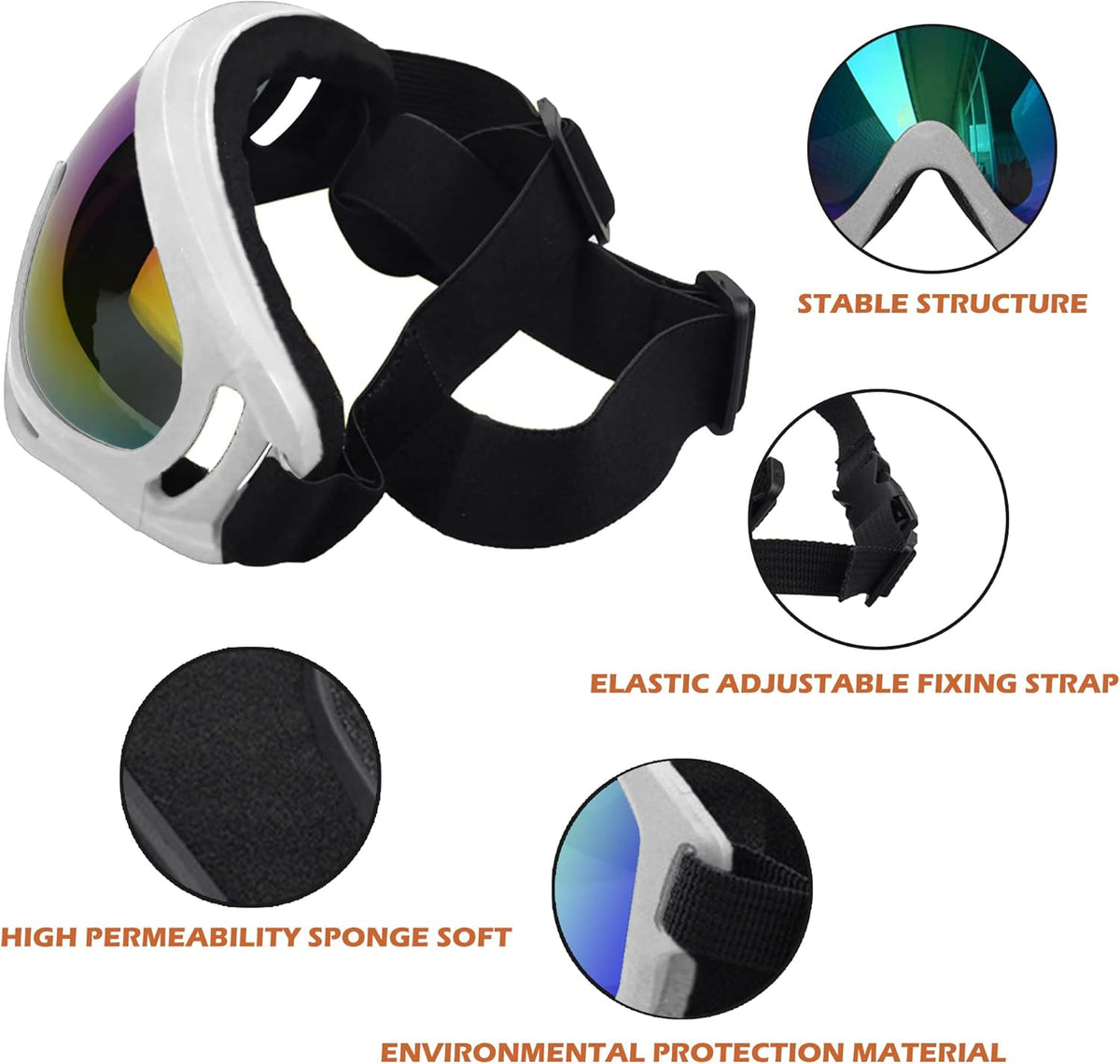 Large Dog Sunglasses With Adjustable Strap UV Protection, Windproof Puppy Eyewear, Suitable for