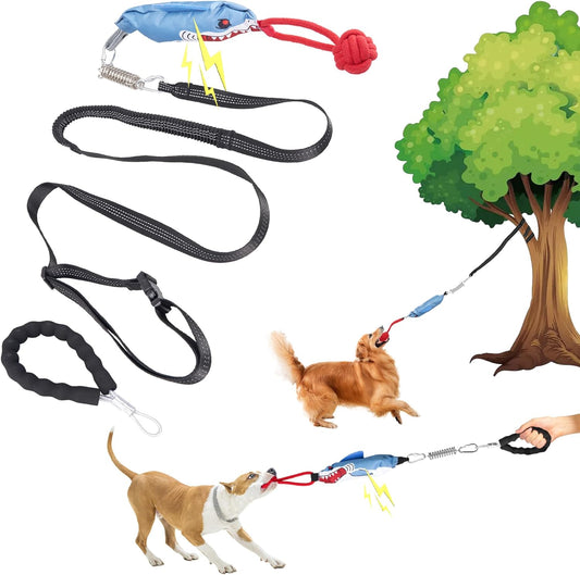 Dog Tree Tug of War Toy with Handles,Tethered Tug of War Outdoor Toy with Squeaky Self Play for