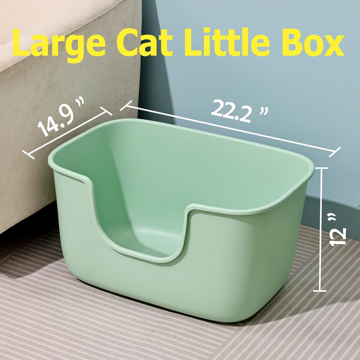 SpaceTime Extra Large Litter Box with High Sides,XL Low Entry Multi Cat Litter Pan for