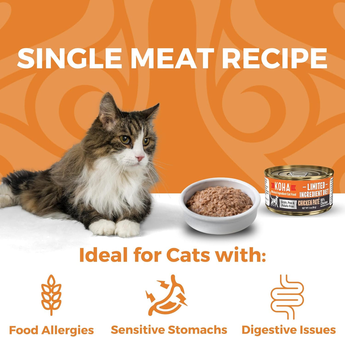 KOHA Limited Ingredient Diet Chicken Pate for Cats - Single Meat Wet Cat Food for Sensitive